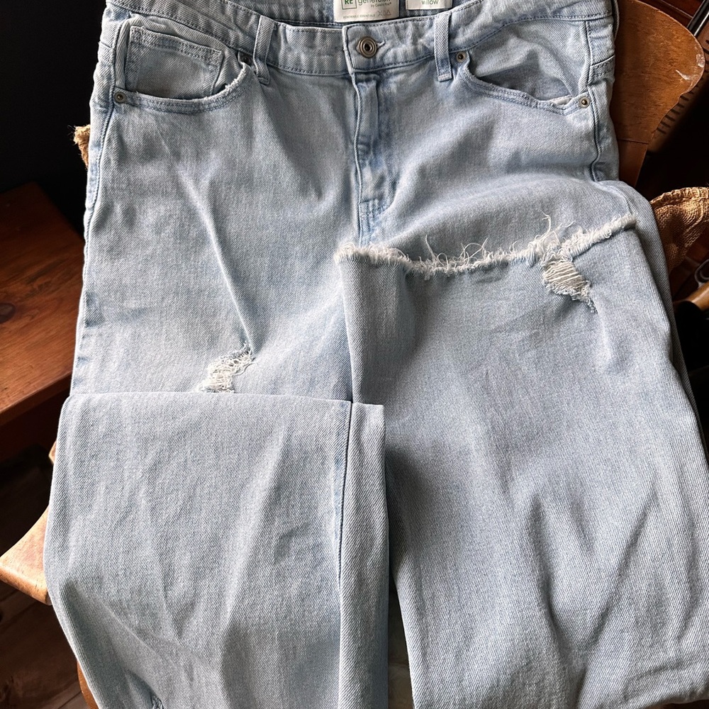 Celebrity Pink Light Blue Ripped Boyfriend Jeans